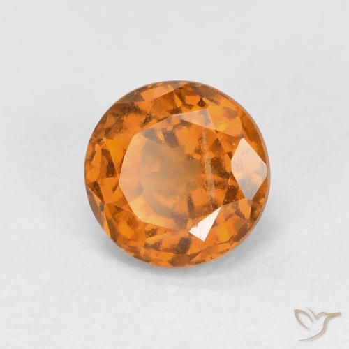 1.15 ct Orange Hessonite Garnet Stone, Natural Hessonite Garnet in Round Facet Shape for Sale