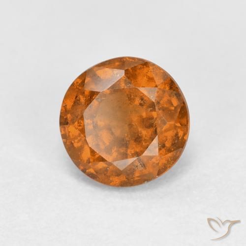 1.05 ct Orange Hessonite Garnet Stone, Natural Hessonite Garnet in Round Facet Shape for Sale