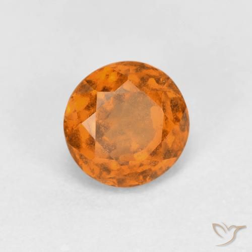 1.03 ct Orange Hessonite Garnet Stone, Natural Hessonite Garnet in Round Facet Shape for Sale