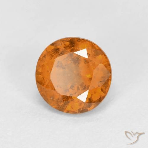 1.00 ct Orange Hessonite Garnet Stone, Natural Hessonite Garnet in Round Facet Shape for Sale