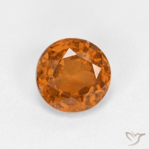 0.89 ct Orange Hessonite Garnet, 5.7 mm Round Cut From Sri Lanka, Photo A