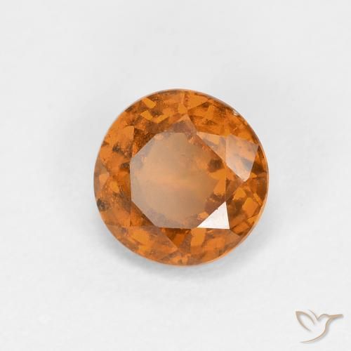 0.89 ct Orange Hessonite Garnet Stone, Natural Hessonite Garnet in Round Facet Shape for Sale