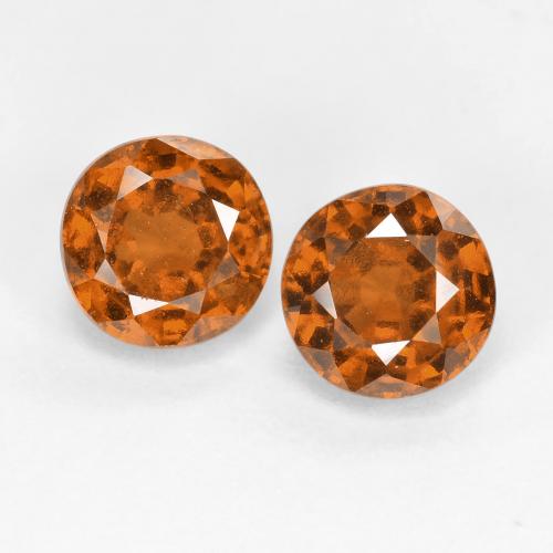 2.07 ctw Orange Hessonite Garnet Gemstones, Hessonite Garnet Gems in Round Facet Shape for Sale.