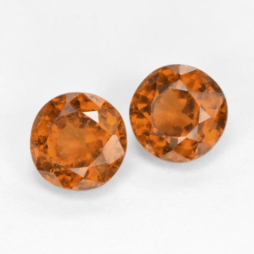 2.07 ctw Orange Hessonite Garnet Stones, Natural Hessonite Garnet in Round Facet Shape for Sale