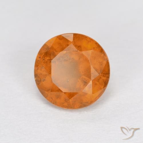 1.03 ct Orange Hessonite Garnet Stone, Natural Hessonite Garnet in Round Facet Shape for Sale