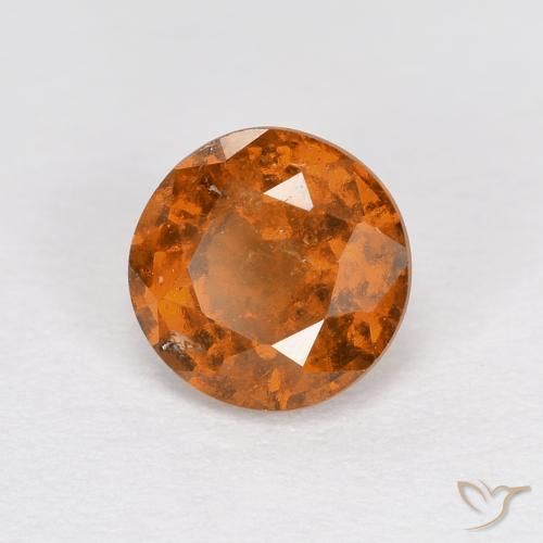 0.96 ct Orange Hessonite Garnet Stone, Natural Hessonite Garnet in Round Facet Shape for Sale