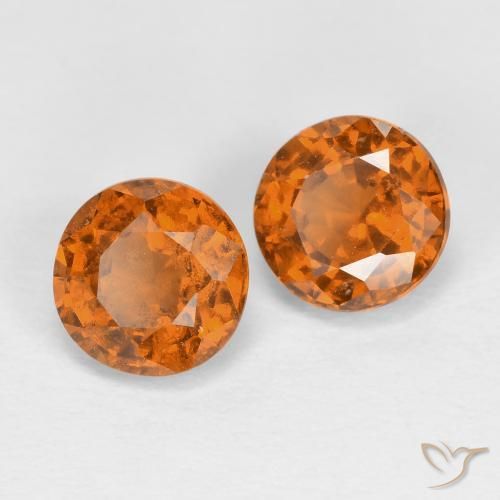 1.79 ctw Orange Hessonite Garnet Stones, Natural Hessonite Garnet in Round Facet Shape for Sale