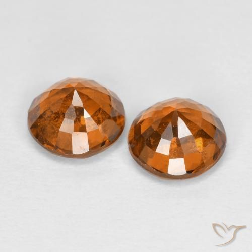 Hessonite Garnet Gemstones in 5.8 mm Size for Sale, Hessonite Garnet Stones in Yellowish Orange Color