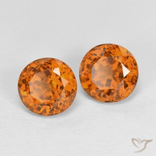 1.78 ctw Orange Hessonite Garnet Stones, Natural Hessonite Garnet in Round Facet Shape for Sale