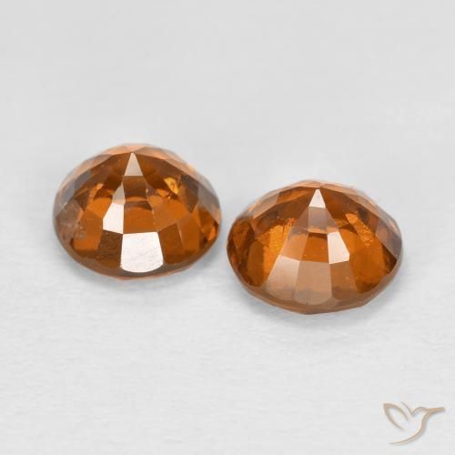 Hessonite Garnet Gemstones in 5.5 mm (calibrated) Size for Sale, Hessonite Garnet Stones in Medium Orange Color