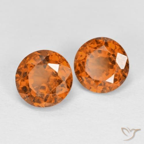 1.82 ctw Orange Hessonite Garnet Stones, Natural Hessonite Garnet in Round Facet Shape for Sale
