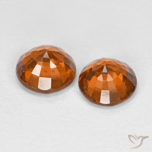 Hessonite Garnet Gemstones in 6 mm (calibrated) Size for Sale, Hessonite Garnet Stones in Deep Orange Color