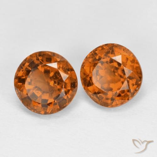 2.16 ctw Orange Hessonite Garnet Stones, Natural Hessonite Garnet in Round Facet Shape for Sale