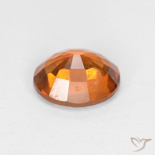 Hessonite Garnet Gemstone in 7.5 x 6.3 mm Size for Sale, Hessonite Garnet Stone in Medium Dark-Orange Color