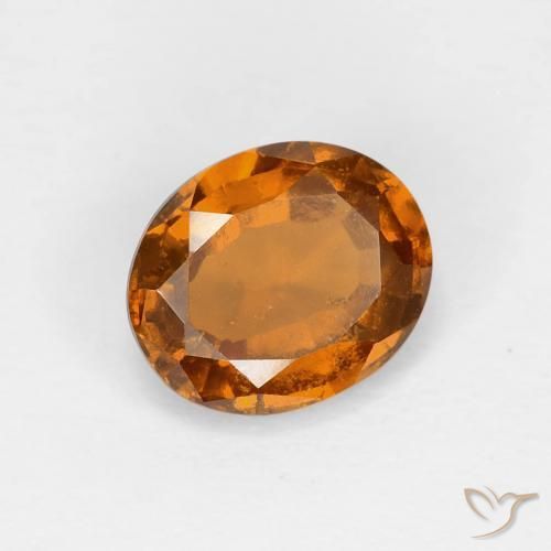 1.57 ct Orange Hessonite Garnet Stone, Natural Hessonite Garnet in Oval Facet Shape for Sale