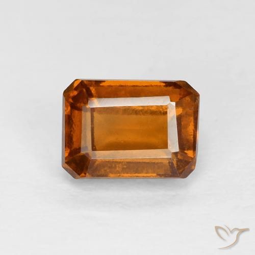 1.40ct Natural Deep Orange Hessonite Garnet, Emerald Cut, VS