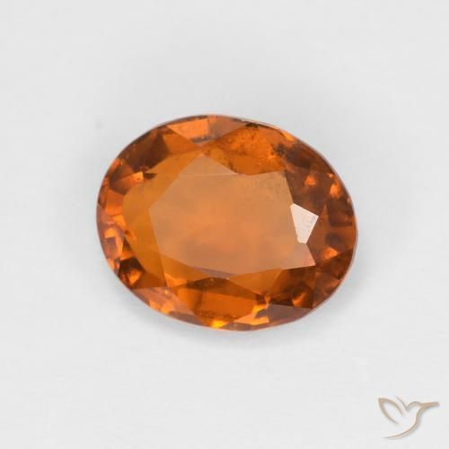 1.57 ct Orange Hessonite Garnet Stone, Natural Hessonite Garnet in Oval Facet Shape for Sale