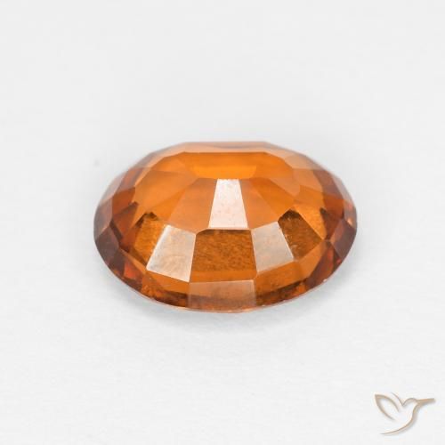 Hessonite Garnet Gemstone in 8.1 x 6.4 mm Size for Sale, Hessonite Garnet Stone in Medium Dark-Orange Color