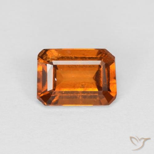 1.11ct Natural Deep Orange Hessonite Garnet, Emerald Cut, VS