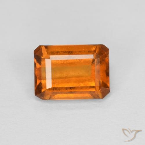 1.25ct Natural Yellowish Orange Hessonite Garnet, Emerald Cut, VS