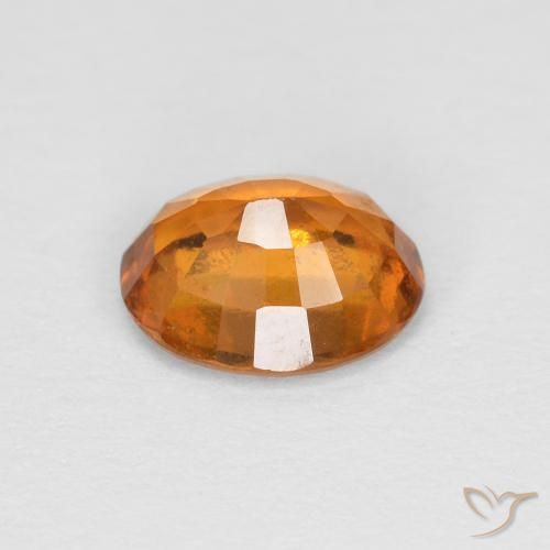 Hessonite Garnet Gemstone in 7.4 x 6.1 mm Size for Sale, Hessonite Garnet Stone in Apricot Orange Color