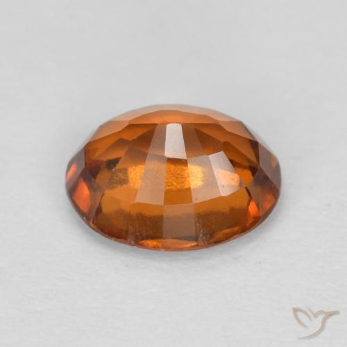 Hessonite Garnet Gemstone in 7 x 5.8 mm Size for Sale, Hessonite Garnet Stone in Medium Dark-Orange Color