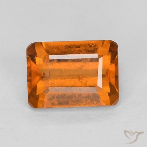 1.26ct Natural Deep Orange Hessonite Garnet, Emerald Cut, VS