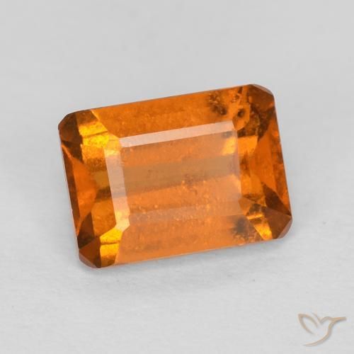 1.26 ct Orange Hessonite Garnet Stone, Natural Hessonite Garnet in Octagon Step Cut Shape for Sale