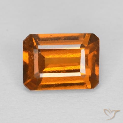1.18ct Natural Deep Orange Hessonite Garnet, Emerald Cut, VS