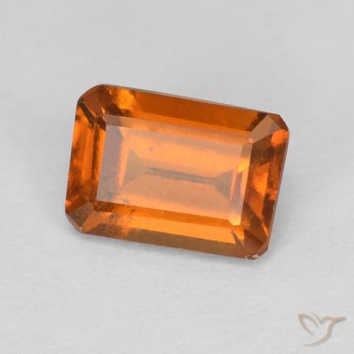 1.14ct Natural Deep Orange Hessonite Garnet, Emerald Cut, VVS-VS