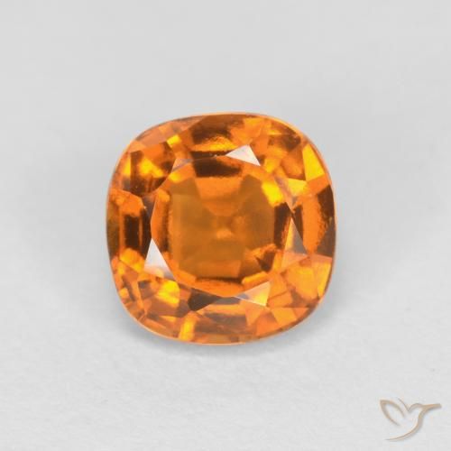 1.40ct Natural Apricot Orange Hessonite Garnet, Cushion, VVS-VS