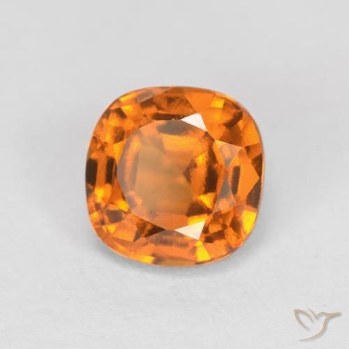 1.40 ct Orange Hessonite Garnet Stone, Natural Hessonite Garnet in Cushion-Cut Shape for Sale