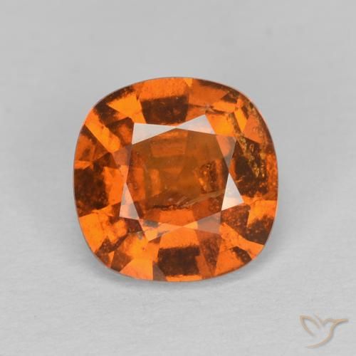 Grenat hessonite orange de 1,5 ct, taille coussin de 7 x 7 mm du Sri Lanka, Photo A