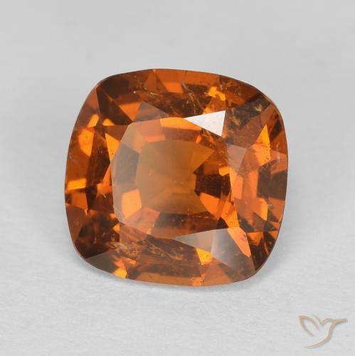 1.74 ct Orange Hessonite Garnet Stone, Natural Hessonite Garnet in Cushion-Cut Shape for Sale