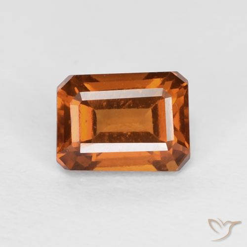 1.44ct Natural Deep Orange Hessonite Garnet, Emerald Cut, VVS-VS