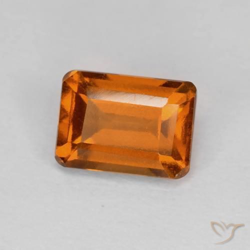 1.41ct Natural Deep Orange Hessonite Garnet, Emerald Cut, VVS-VS