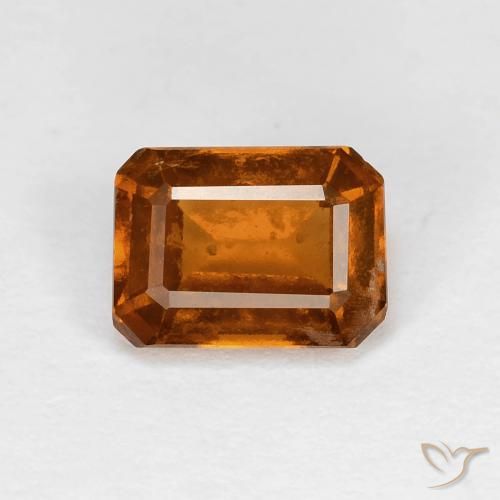 1.27ct Natural Deep Orange Hessonite Garnet, Emerald Cut, VS