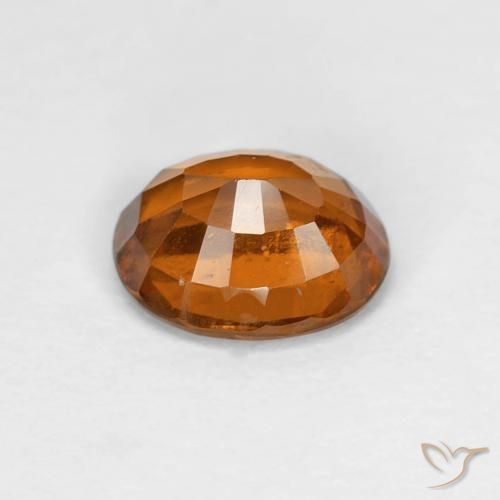Hessonite Garnet Gemstone in 7.7 x 6.3 mm Size for Sale, Hessonite Garnet Stone in Medium Dark-Orange Color