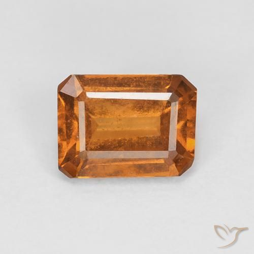 1.10ct Natural Deep Orange Hessonite Garnet, Emerald Cut, VS