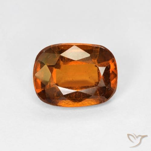 1.58ct Natural Medium Orange Hessonite Garnet, Cushion, VS