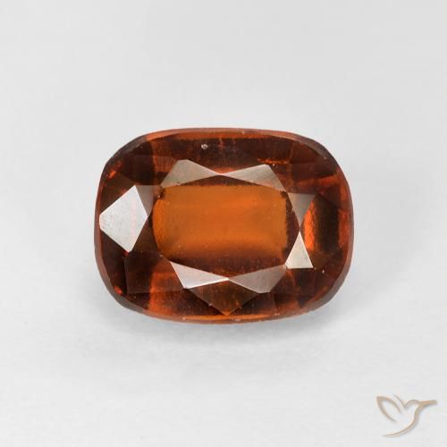 2.33ct Natural Amber Orange Hessonite Garnet, Cushion, VVS-VS