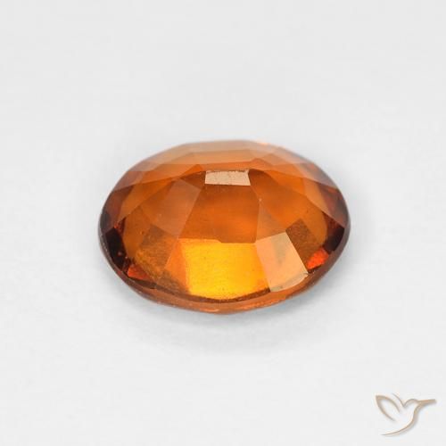 Hessonite Garnet Gemstone in 7.4 x 6.1 mm Size for Sale, Hessonite Garnet Stone in Medium Orange Color