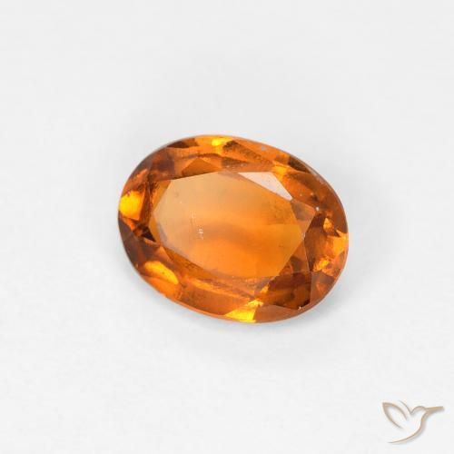 0.91 ct Orange Hessonite Garnet Stone, Natural Hessonite Garnet in Oval Facet Shape for Sale
