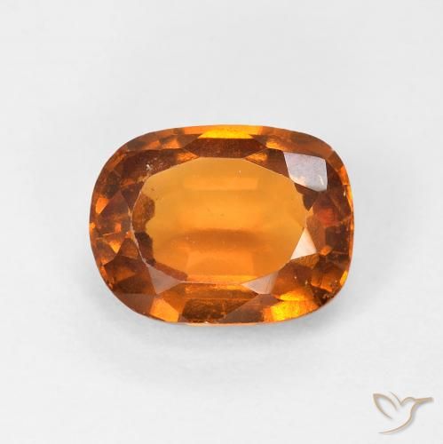 1.74ct Natural Medium Orange Hessonite Garnet, Cushion, VS-SI