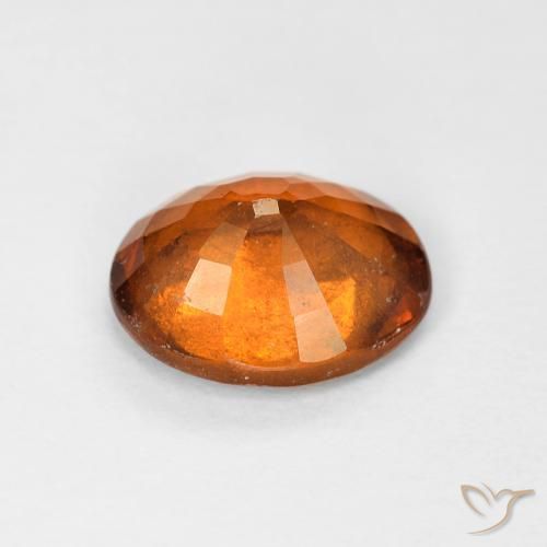 Hessonite Garnet Gemstone in 8 x 6.5 mm Size for Sale, Hessonite Garnet Stone in Medium Dark-Orange Color