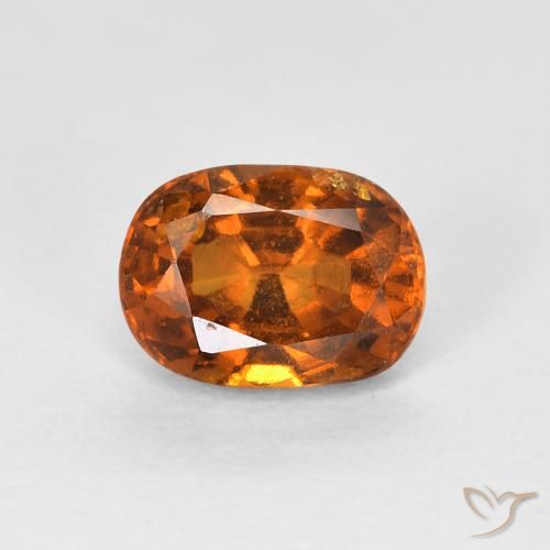 1.26ct Natural Deep Orange Hessonite Garnet, Cushion, VVS-VS