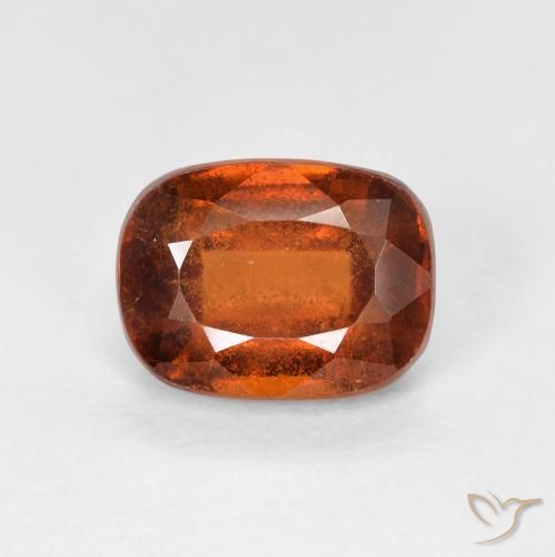 2.08ct Natural Amber Orange Hessonite Garnet, Cushion, VS