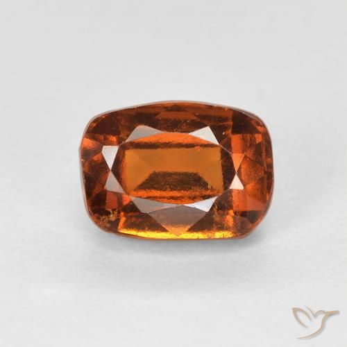 1.57ct Natural Medium Orange Hessonite Garnet, Cushion, VVS-VS