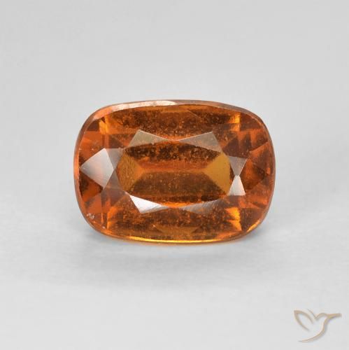 1.56ct Natural Medium Orange Hessonite Garnet, Cushion, VVS-VS