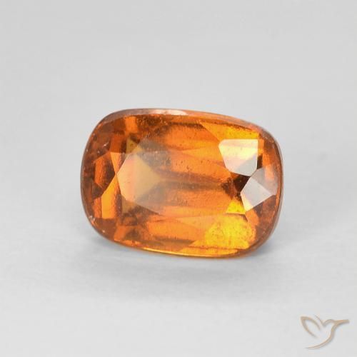1.56 ct Orange Hessonite Garnet Stone, Natural Hessonite Garnet in Cushion-Cut Shape for Sale